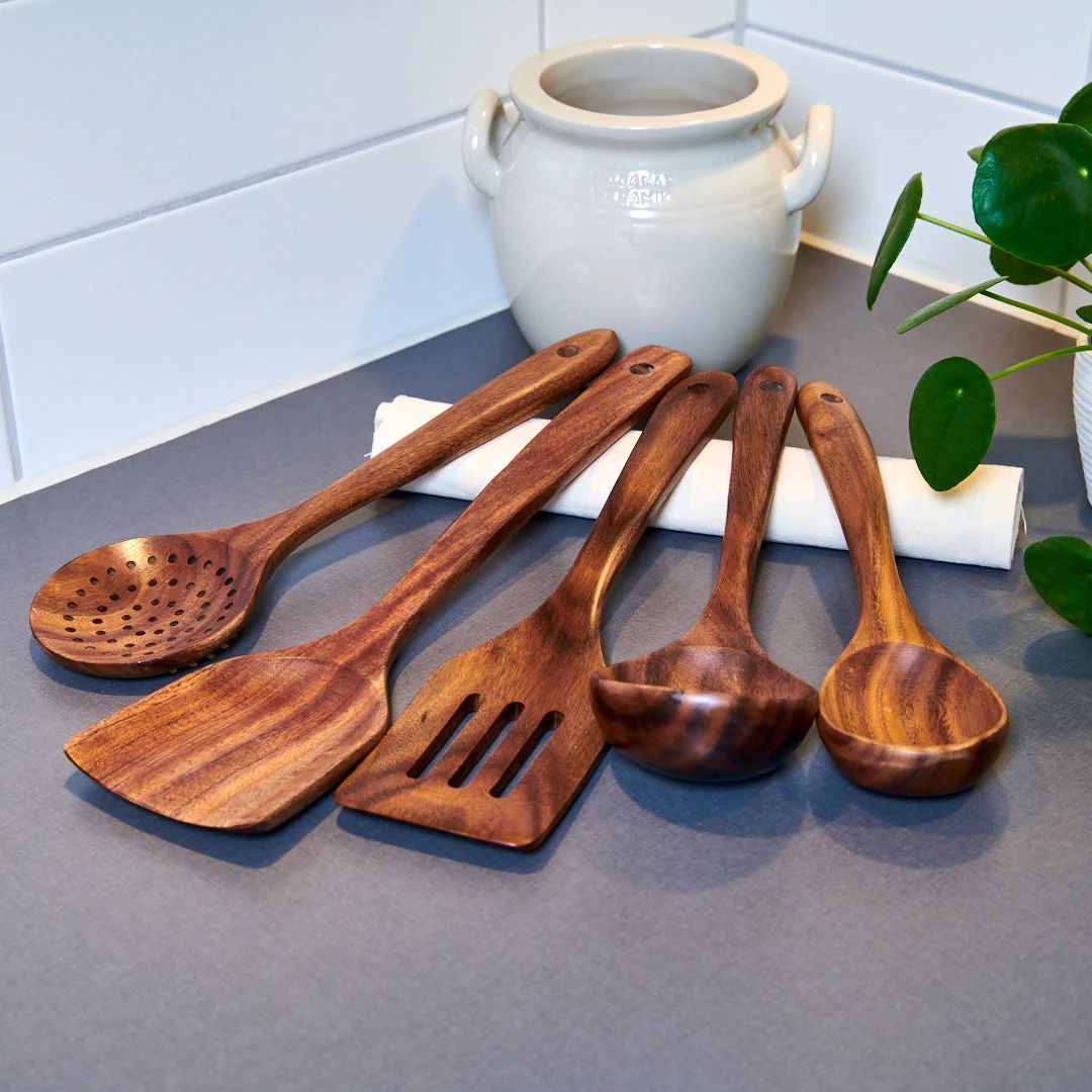 Keukengerei Set van Walnoot (5-delig)