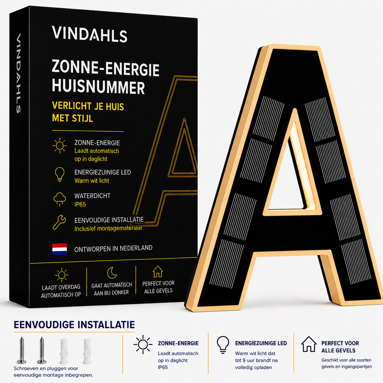 Vindahls Huisnummers | Verlicht & op Zonne-energie