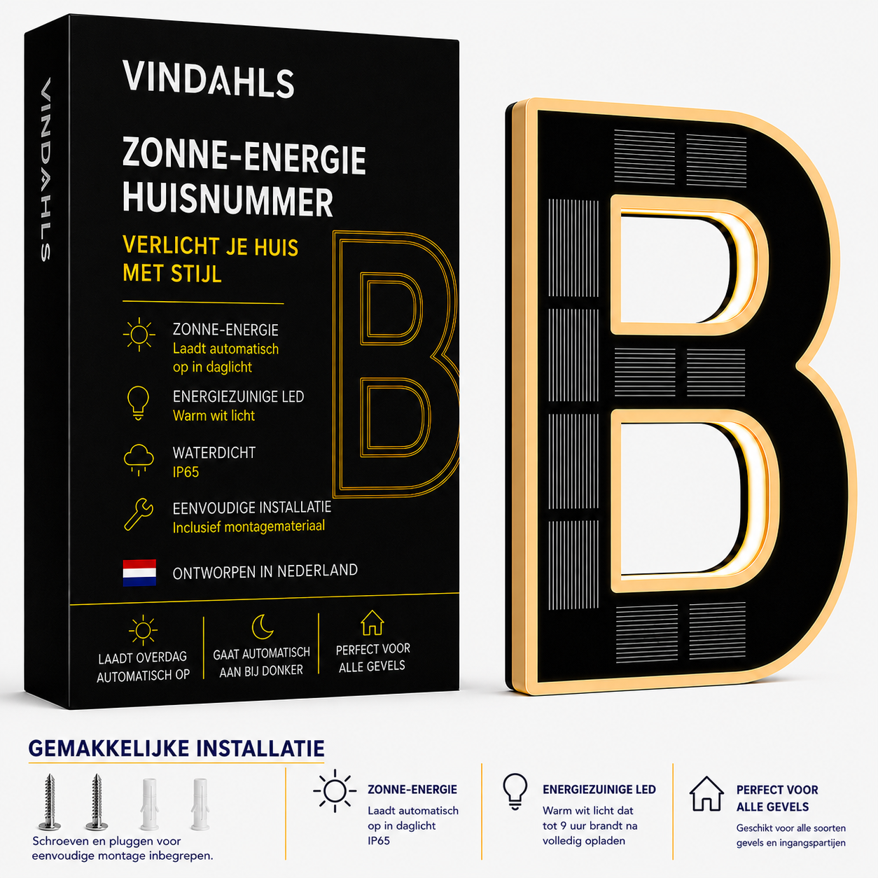 Vindahls Huisnummers | Verlicht & op Zonne-energie