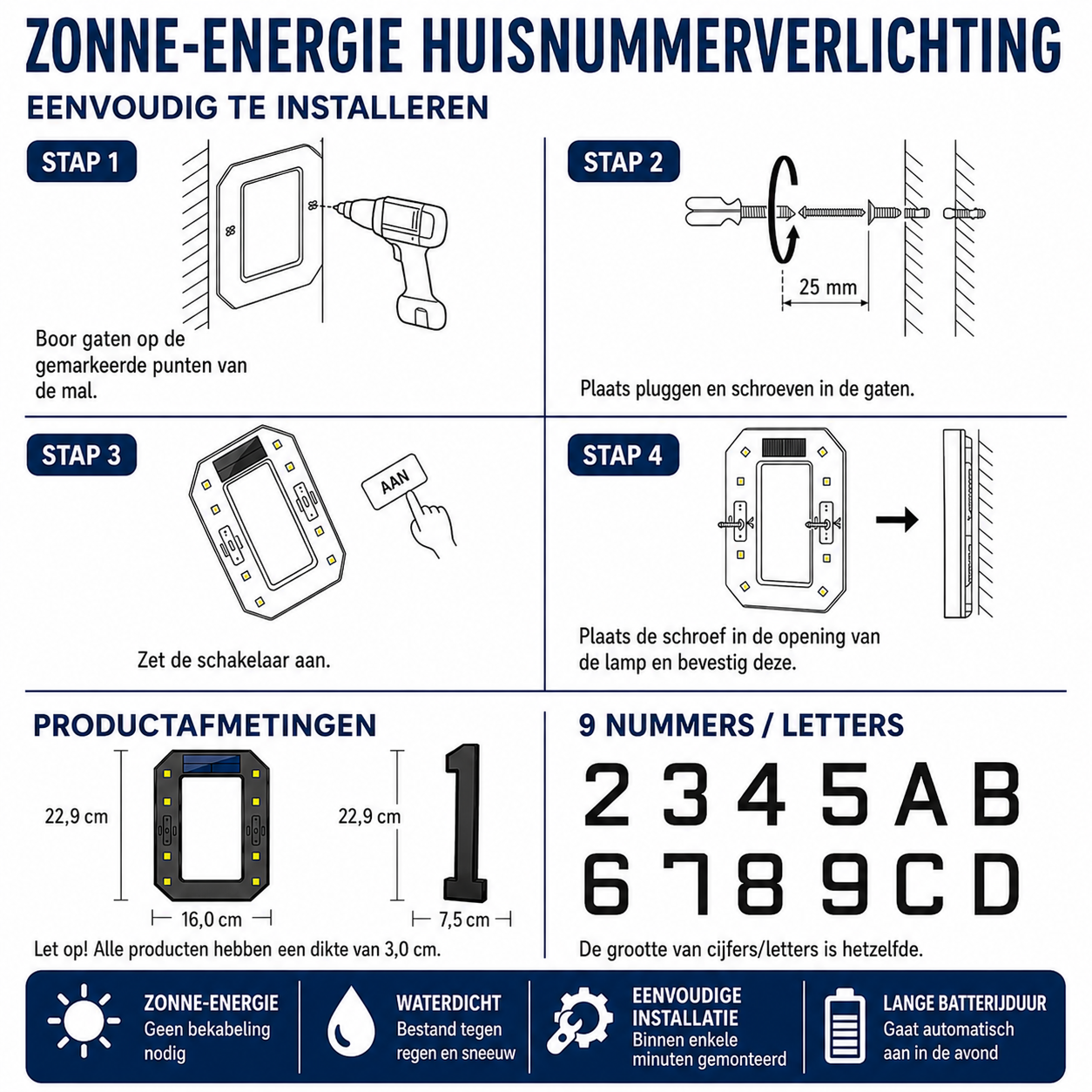 Vindahls Huisnummers | Verlicht & op Zonne-energie