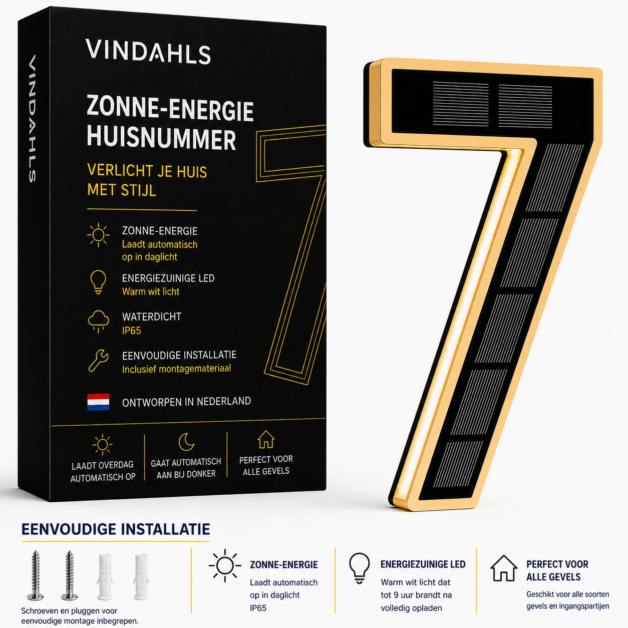 Vindahls Huisnummers | Verlicht & op Zonne-energie